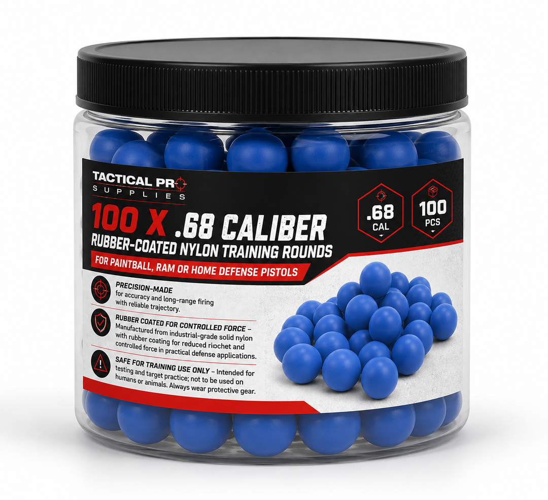.68 caliber rubber-coated projectiles