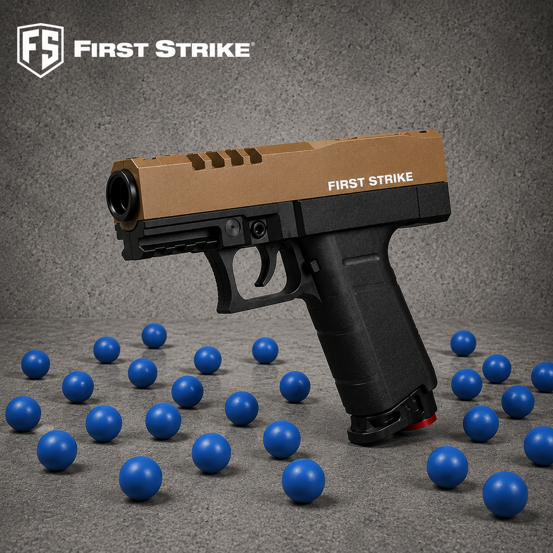 First Strike XP Pistol (Black) with 100 Rubber-Coated Nylon Rounds